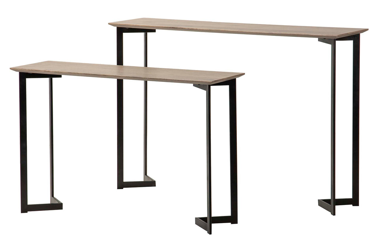 Definir 2 consoles de metal mdf k/d 120x30x80/100x30x65cm