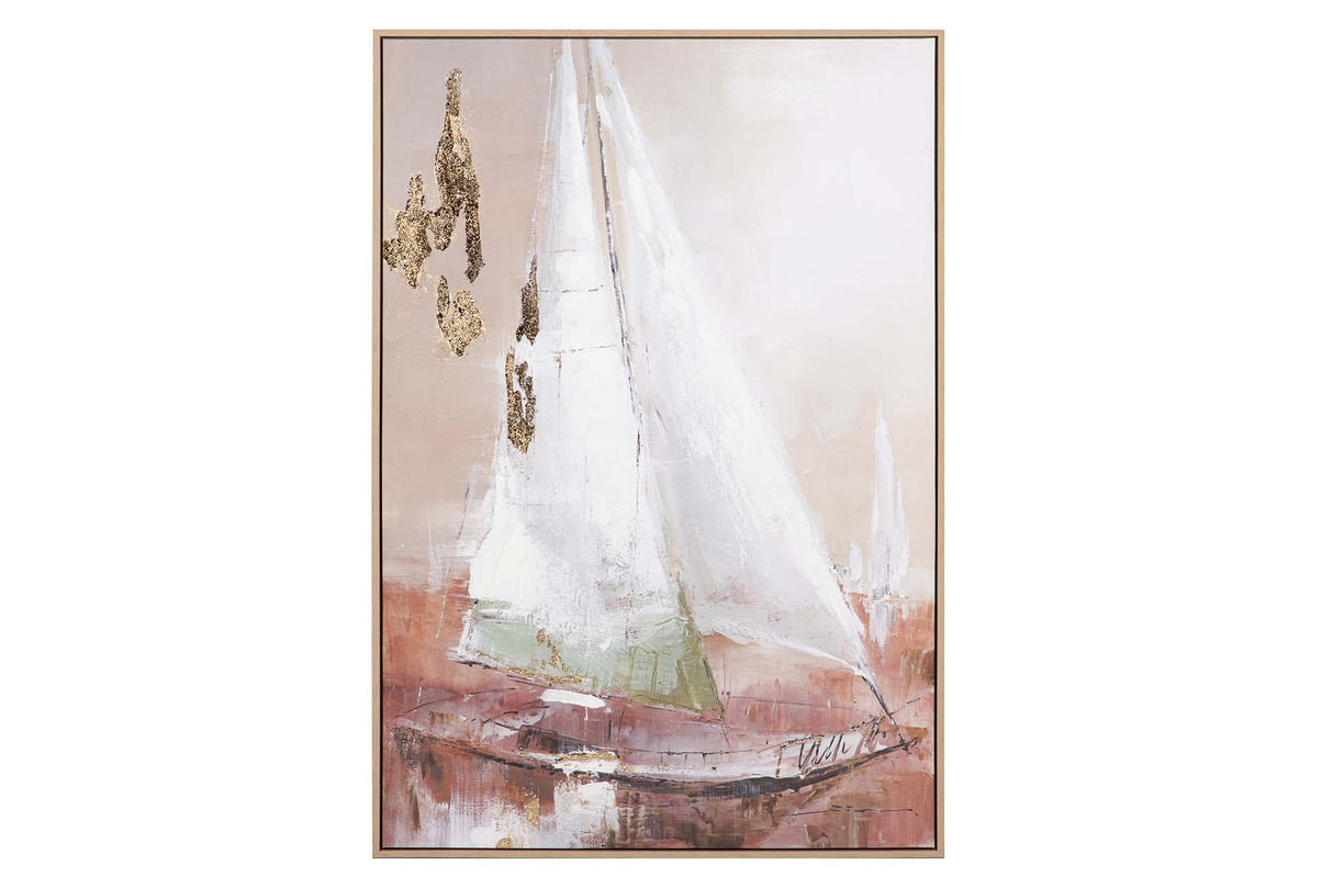 CUADRO BARCO 50% PINTADO A MANO 83x4x123 CM