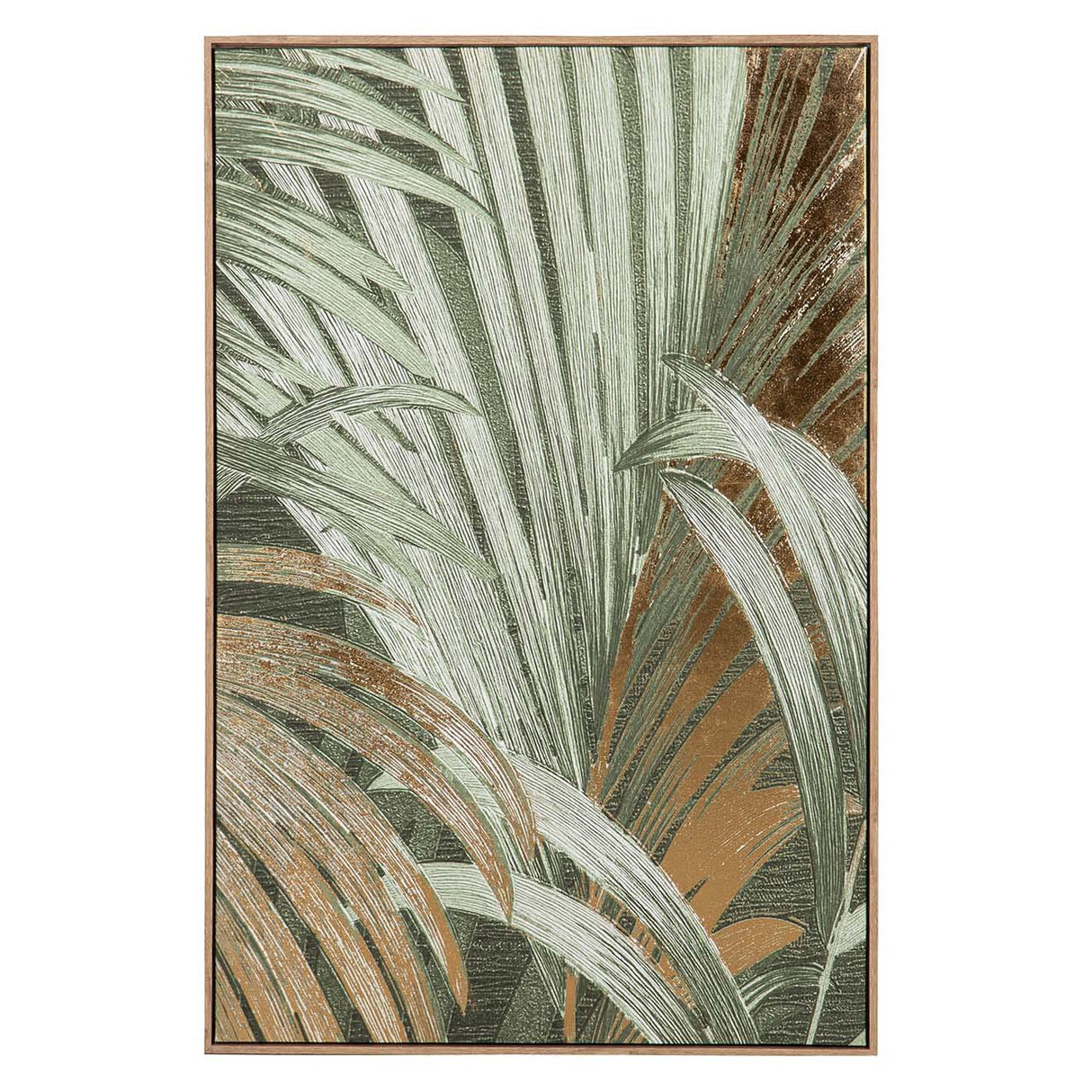CUADRO HOJAS CON RELIEVE MARCO MARRON 83x4x123 CM