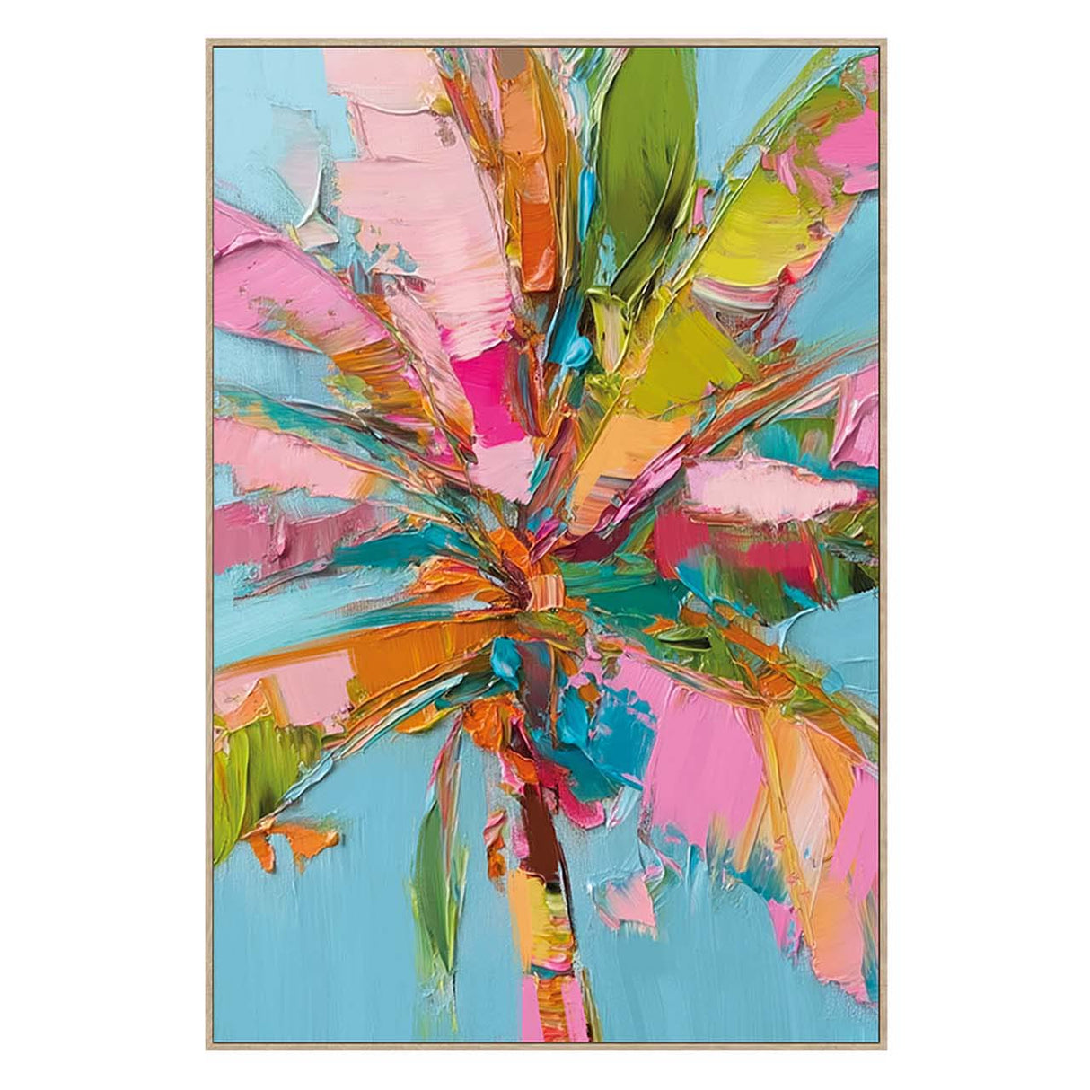 CUADRO PALMERA 80% PINTADO A MANO 83x4x123 CM