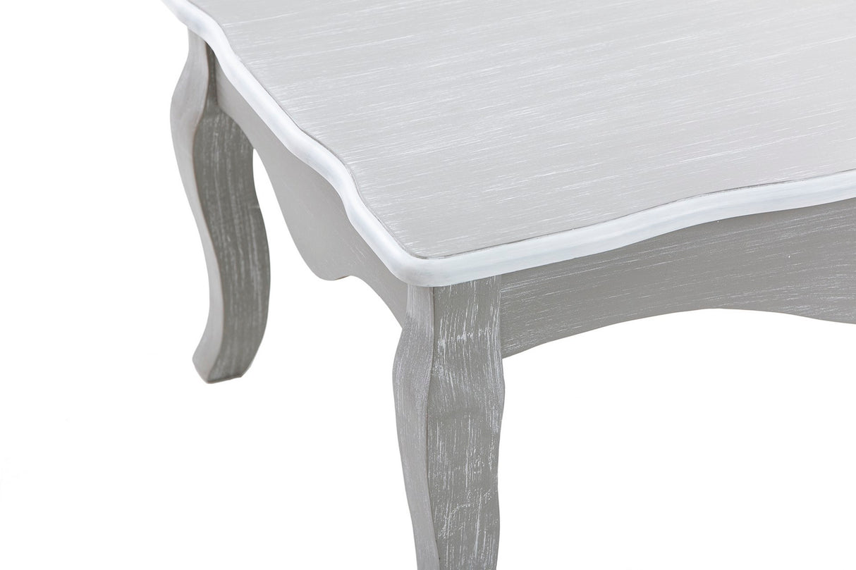 Tabella centrale in legno bianco grigio 110x60x40 cm