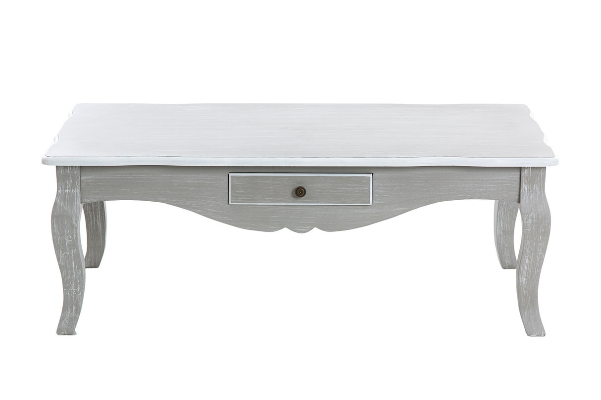 MESA DE CENTRO MADERA GRIS BLANCO 110x60x40 CM