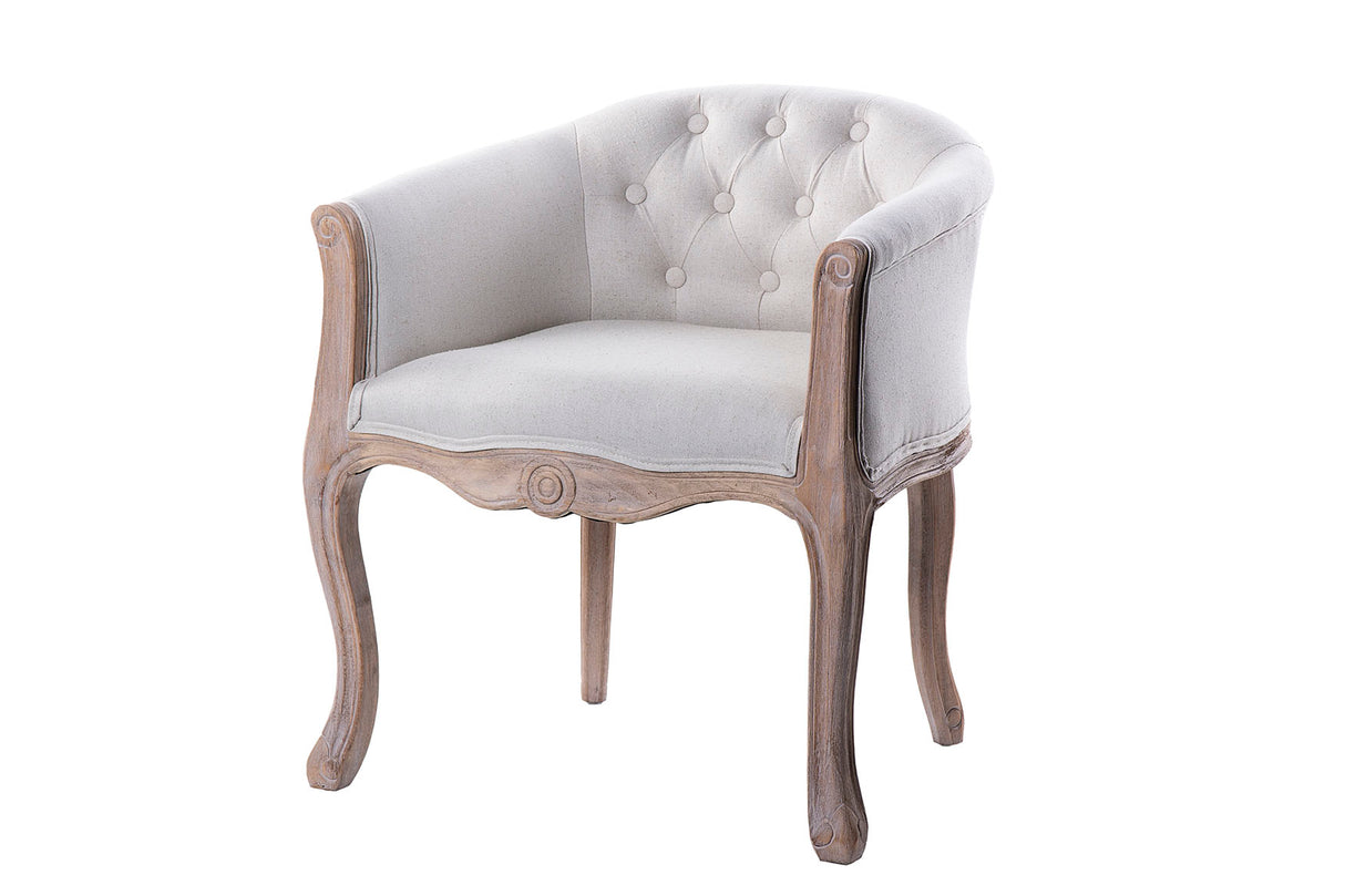 Lino Beige Armchair Capitone Wood 61x61x71 cm