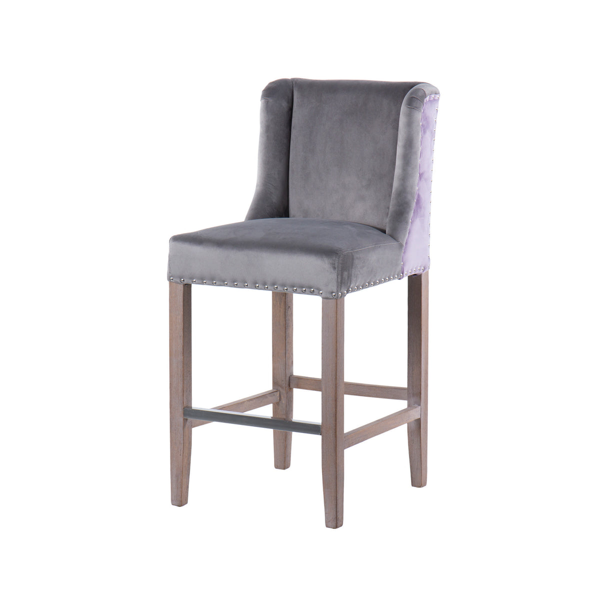 Tabouret de cuisine avec tireur gris 48x53x104 cm