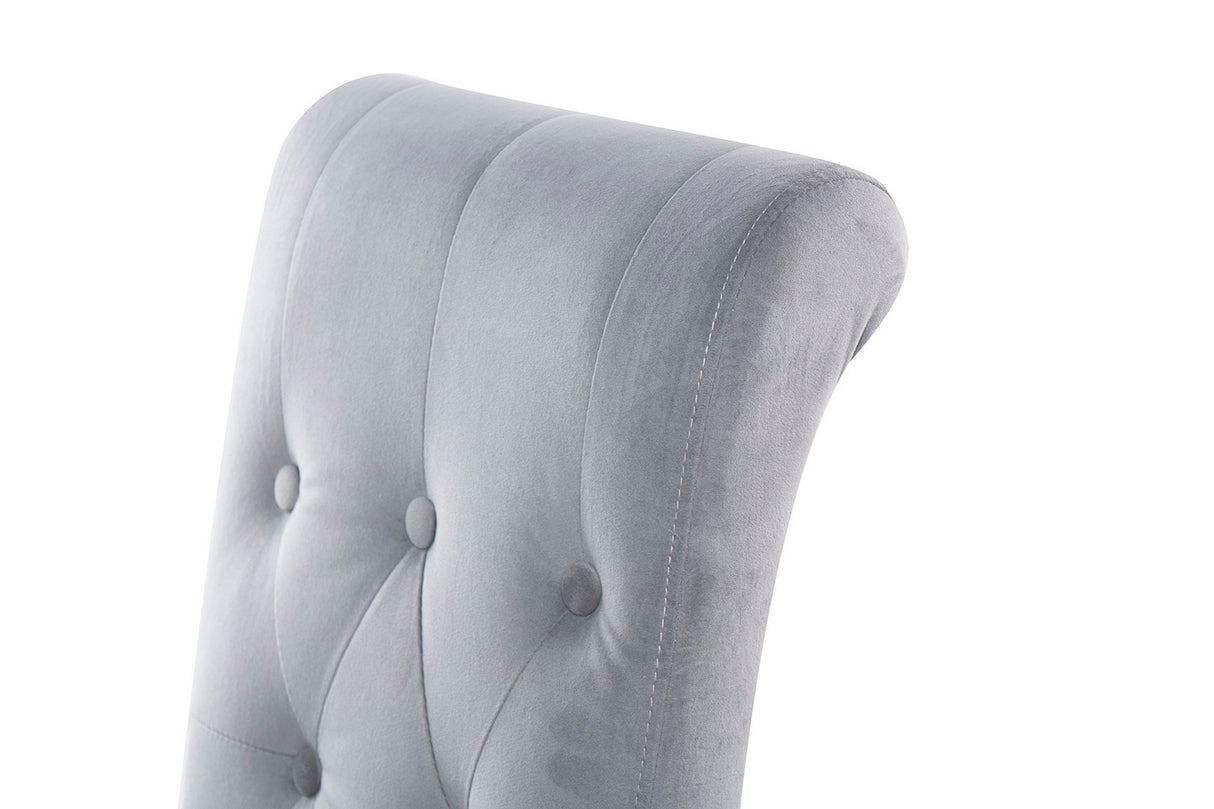 SILLA CON TIRADOR VELVET CAPITONE GRIS 44x58x107CM