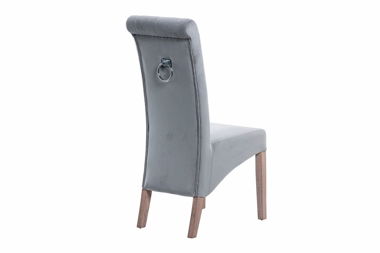 SILLA CON TIRADOR VELVET CAPITONE GRIS 44x58x107CM