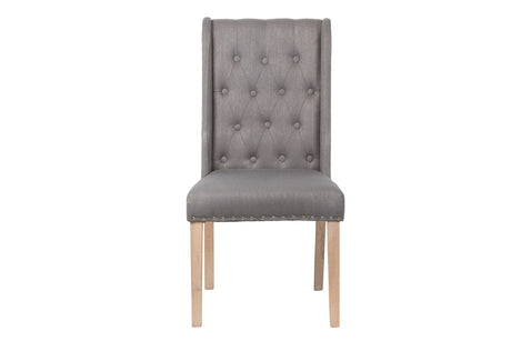 Chaise de lin Capitone avec tireur gris 53x53x102 cm