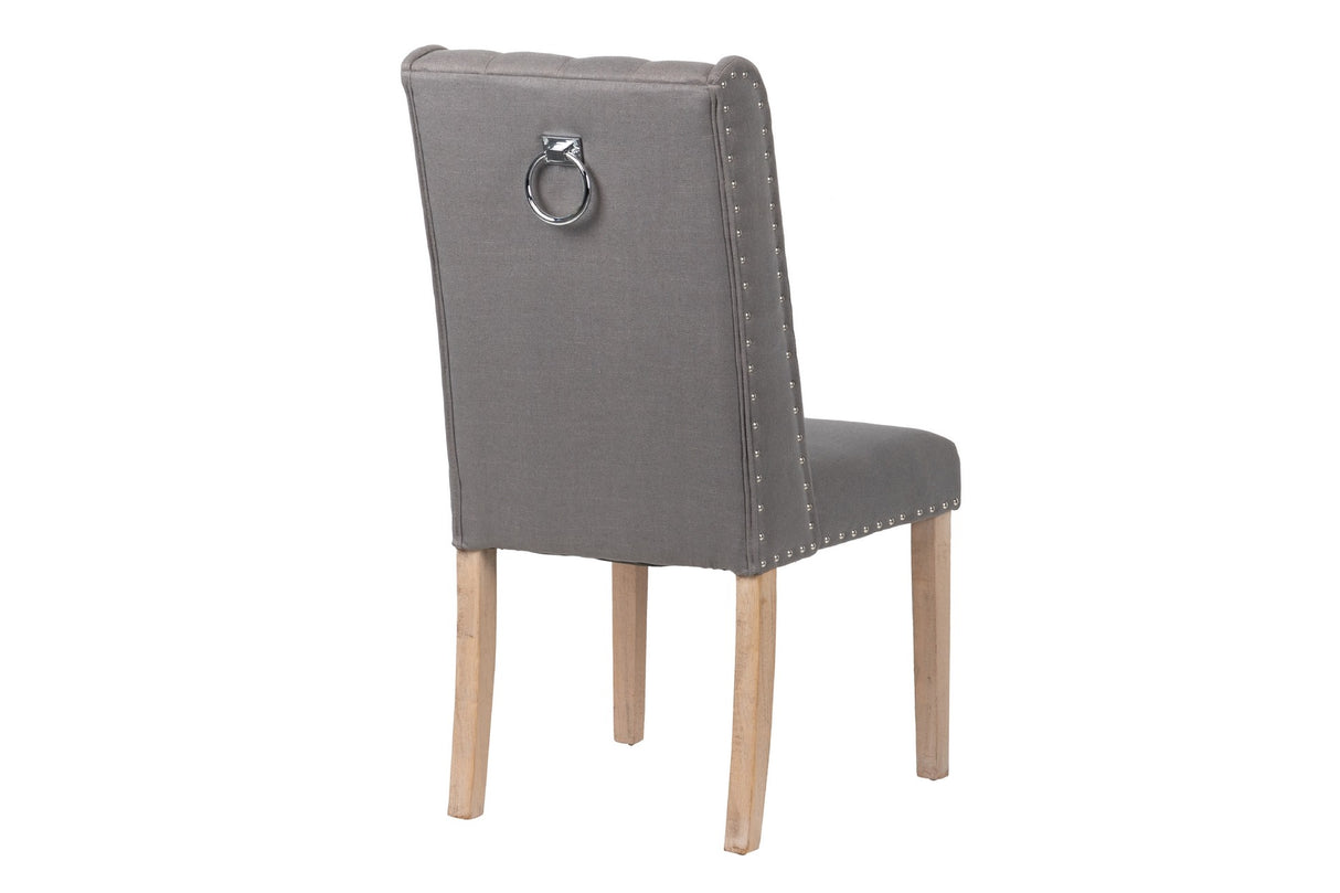 SILLA LINO CAPITONE CON TIRADOR GRIS 53x53x102 CM