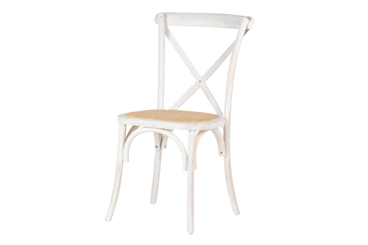 Chaise empilable Ratan White Wood 44x42x88 cm