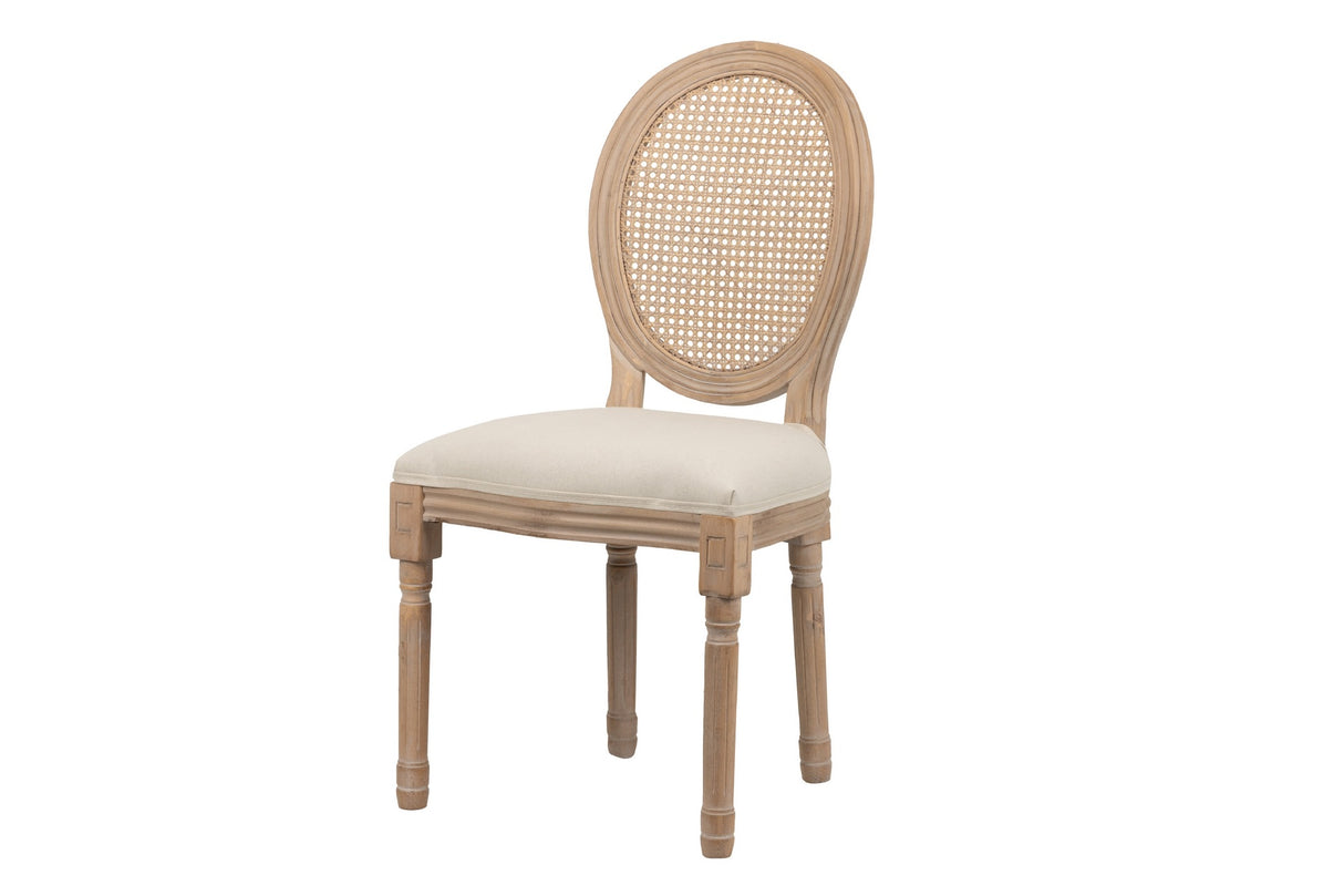 SILLA LINO BEIGE RATAN PATAS ROBLE 50x53x96 CM