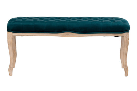 PIE CAMA VELVET CAPITONE PATAS MADERA 110x36x47 CM