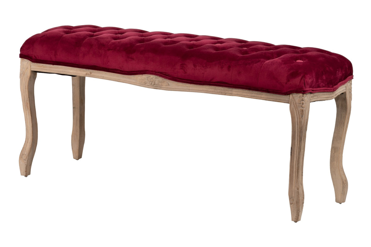 PIE CAMA VELVET CAPITONE PATAS MADERA 110x36x47 CM