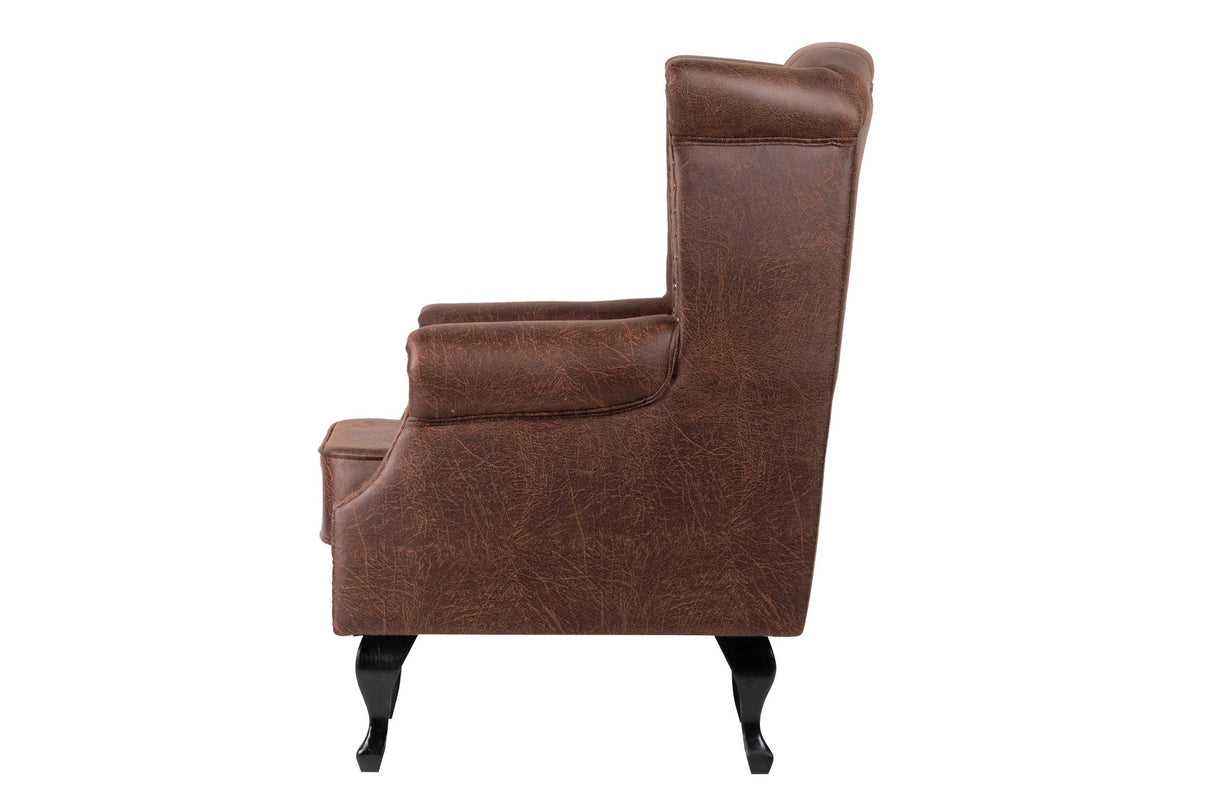 SILLON PU MARRON PATAS MADERA 70x76x106 CM