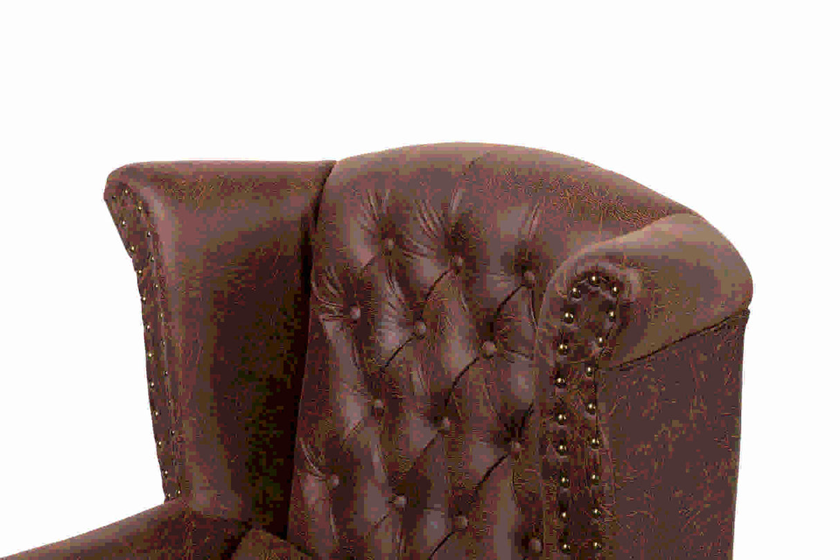 SILLON PU MARRON PATAS MADERA 70x76x106 CM