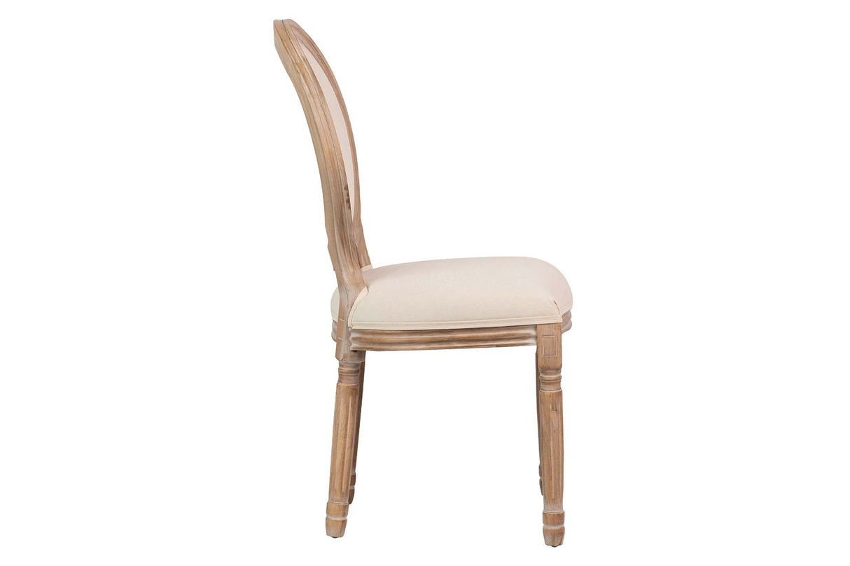 SILLA MEDALLON LINO PATAS DE MADERA 48x48x96 CM