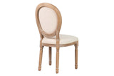 SILLA MEDALLON LINO PATAS DE MADERA 48x48x96 CM