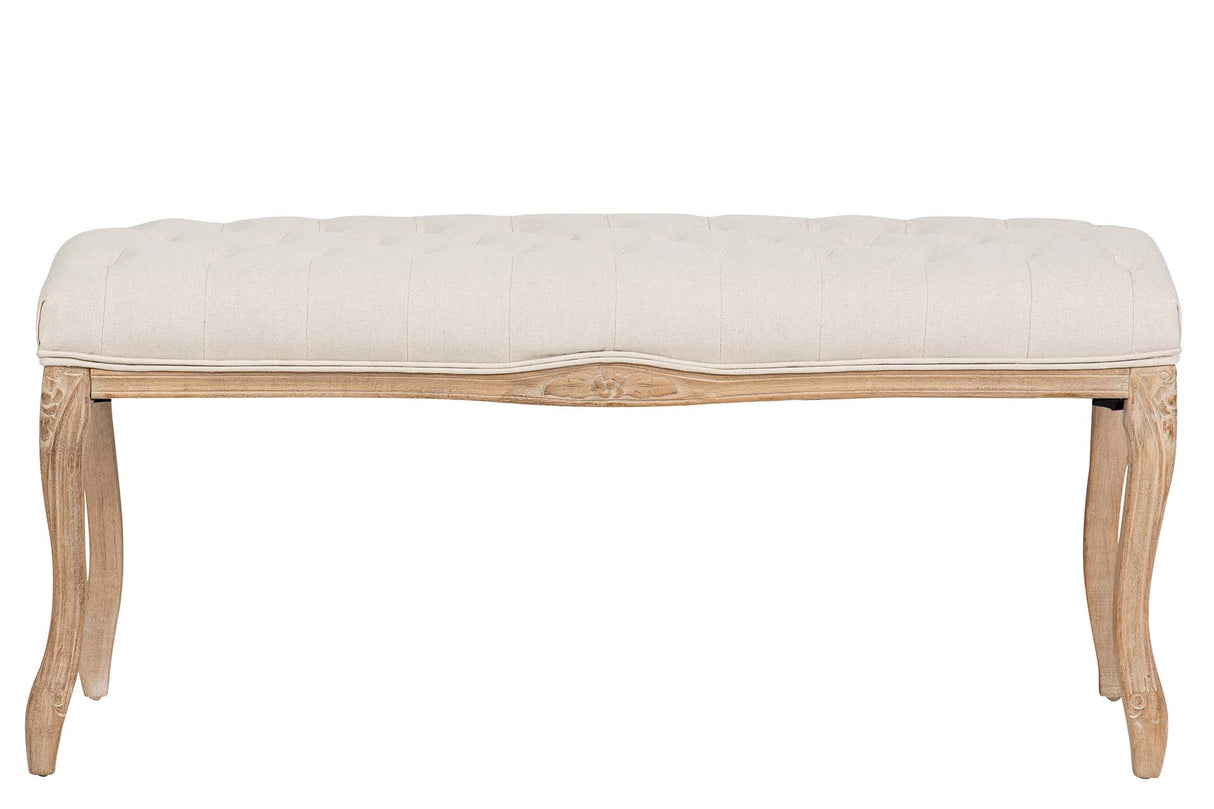 PIE DE CAMA LINO CAPITONE PATAS MADERA 110x36x47CM