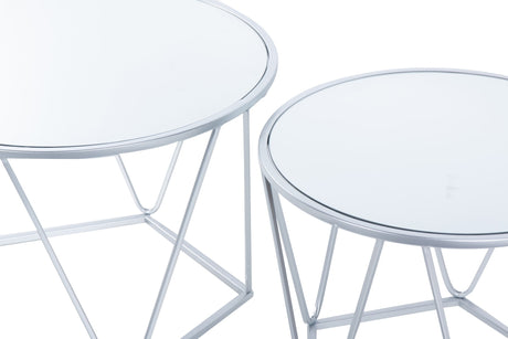 Set 2 Tables Metal-Espejo 60x60x41 50x50x38 cm