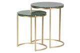 Set 2 tavoli d'oro dorati 41x41x50/35x35x43cm