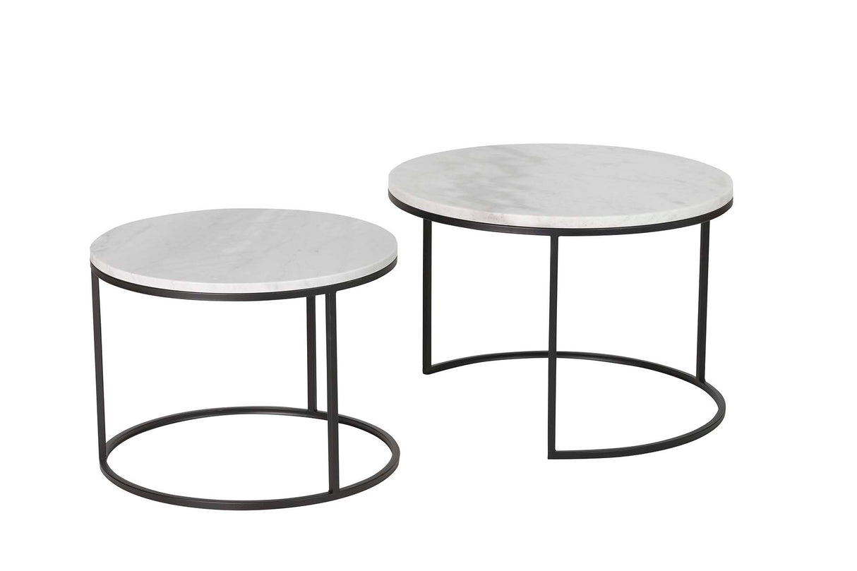 Set 2 tabelle di marmo di metallo nero 60x60x41 50x50x38cm