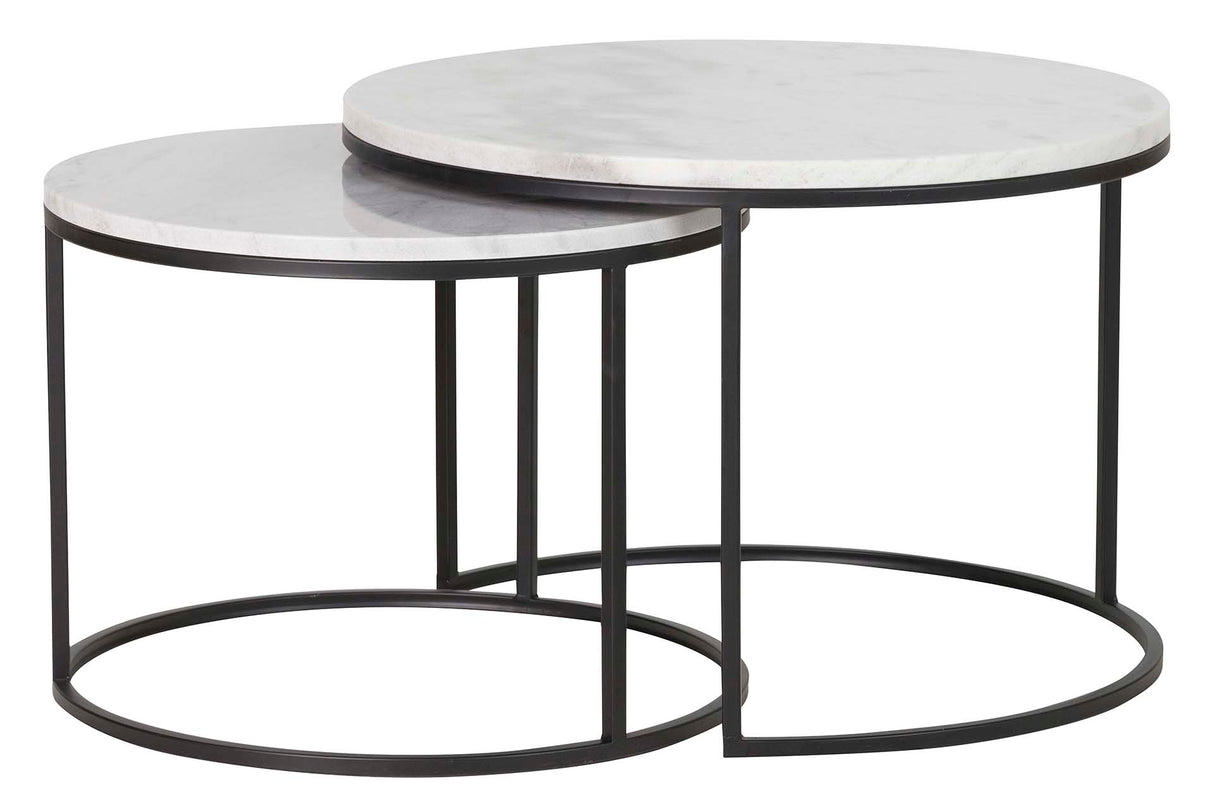 Set 2 Tables de marmol en métal noir 60x60x41 50x50x38cm