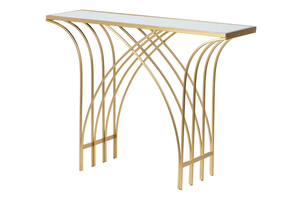 Console in metallo a specchio dorato 104x30x79 cm