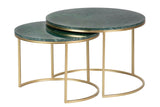 Set 2 tables dorées dorées 60x60x41 50x50x38 cm