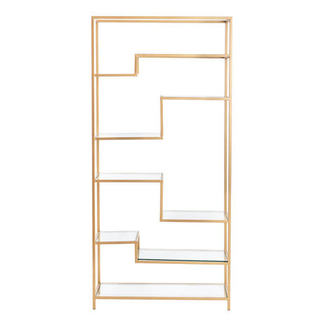 ESTANTERIA METAL DORADA BALDAS CRISTAL 82x42x173CM