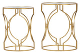 SET 2 MESAS METAL ESPEJO 43x43x55 38x38x50 CM