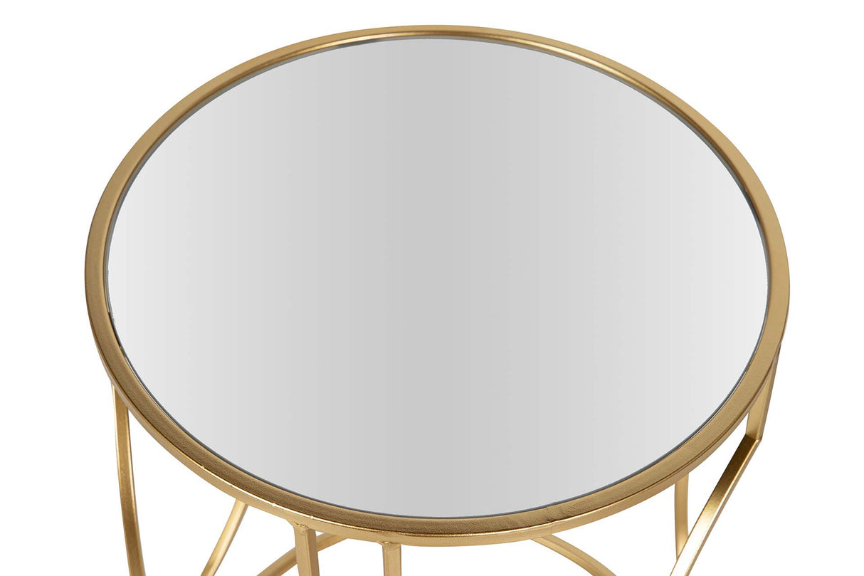 SET 2 MESAS METAL ESPEJO 43x43x55 38x38x50 CM