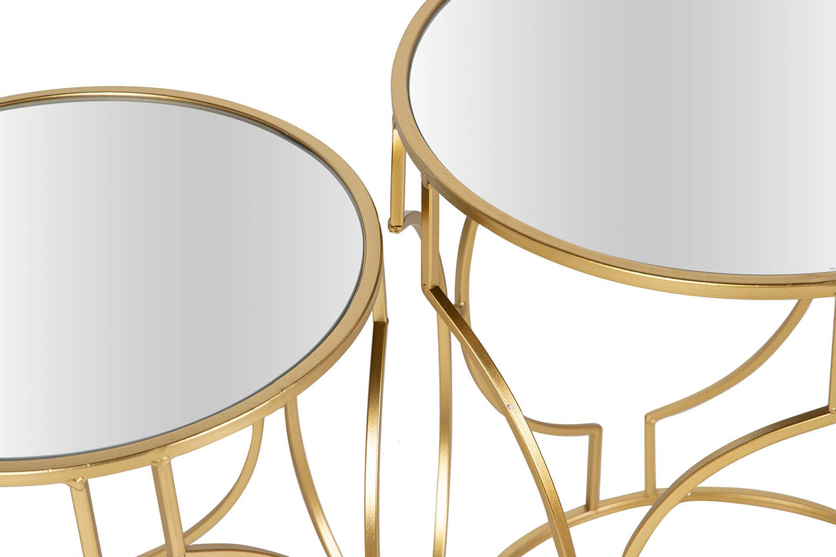 SET 2 MESAS METAL ESPEJO 43x43x55 38x38x50 CM