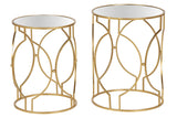 SET 2 MESAS METAL ESPEJO 43x43x55 38x38x50 CM