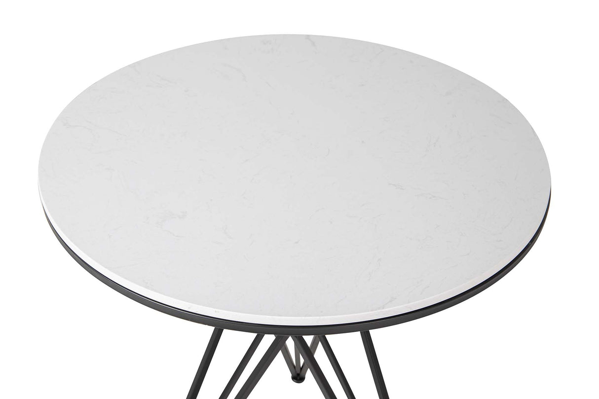 MESA METAL MÁRMOL BLANCO 80x80x75 CM