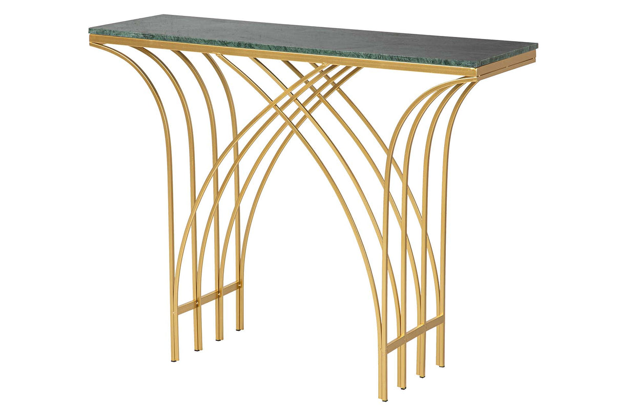 CONSOLA METAL MÁRMOL VERDE 104x30x79 CM