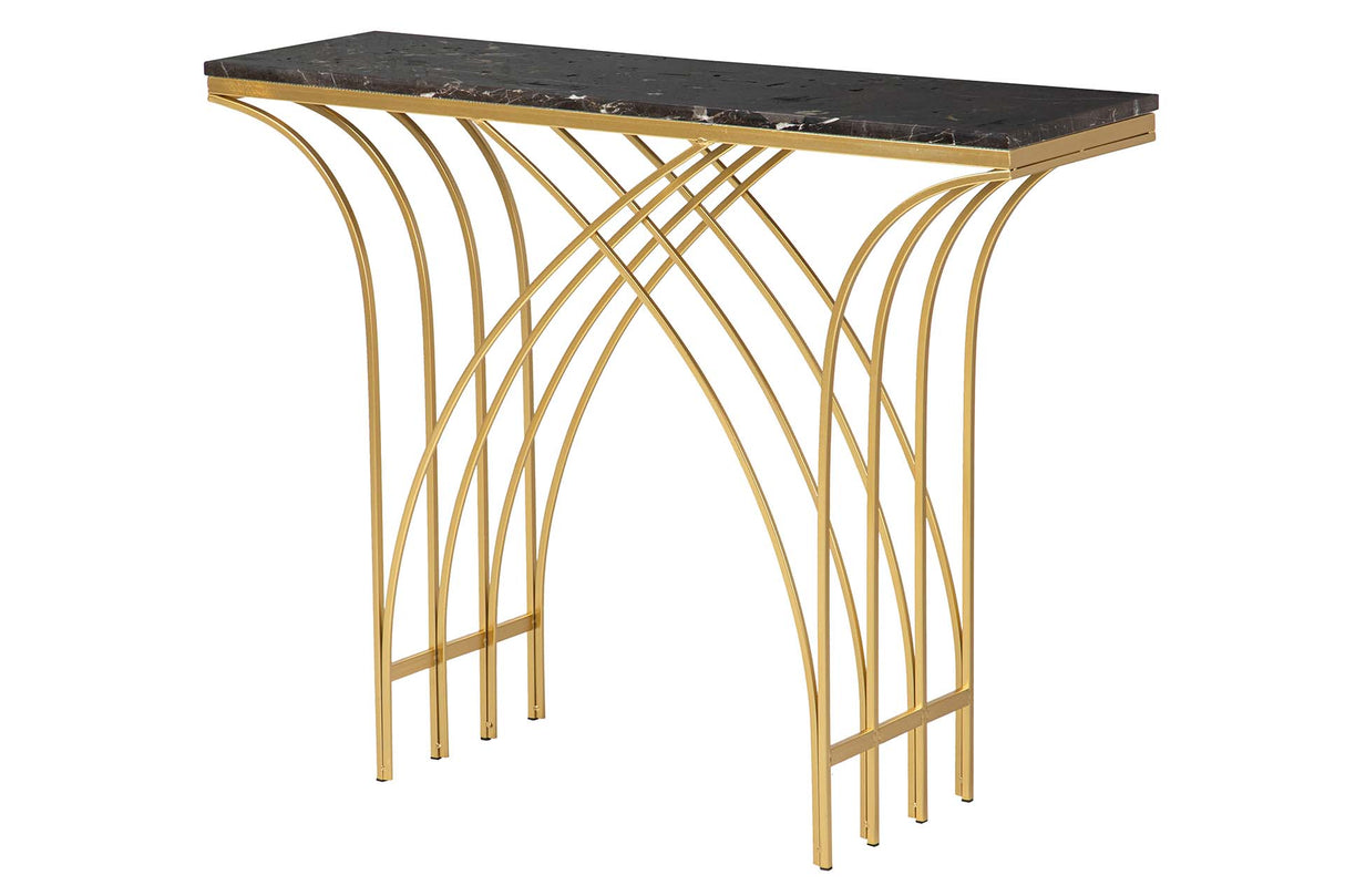 Schwarze Marmol Metallkonsole 104x30x79 cm