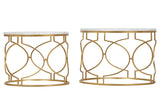 SET 2 MESAS METAL MARMOL 60x60x41 50x50x38 CM