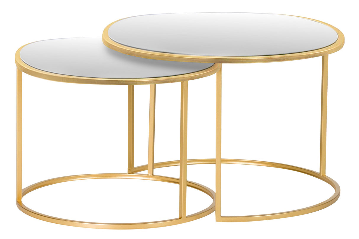 SET 2 MESAS NIDO METAL ESPEJO 60x60x41 50x50x38 CM