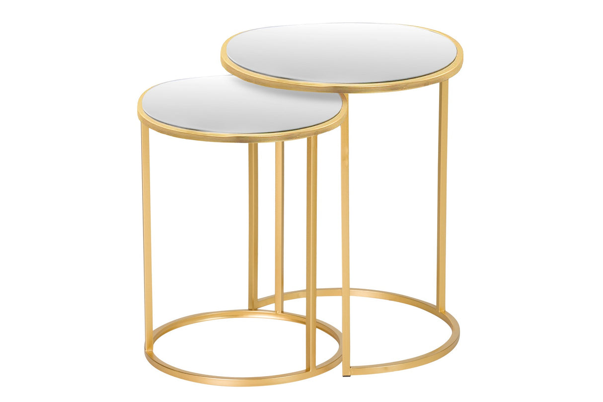 SET 2 MESAS NIDO METAL ESPEJO 41x41x50 35x35x43 CM