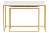 SET 2 MESAS NIDO METAL MARMOL 77x44x50 55x38x45 CM