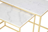 SET 2 MESAS NIDO METAL MARMOL 77x44x50 55x38x45 CM