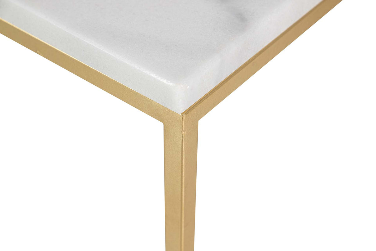 SET 2 MESAS NIDO METAL MARMOL 77x44x50 55x38x45 CM