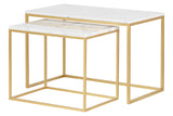 SET 2 MESAS NIDO METAL MARMOL 77x44x50 55x38x45 CM