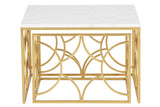 SET 2 MESAS NIDO METAL MARMOL 60x60x41 50x50x38 CM