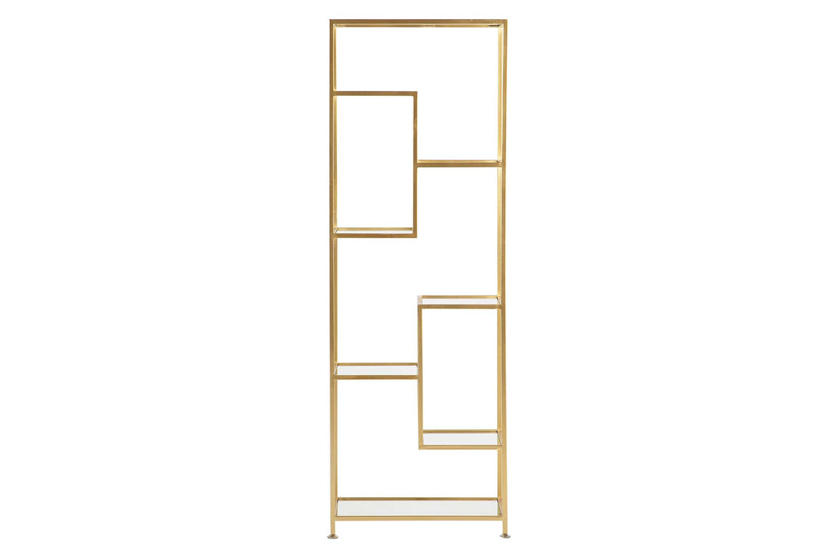 ESTANTERIA METAL DORADA BALDAS CRISTAL 60x42x174CM