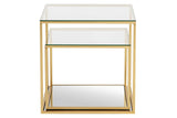 SET 2 MESAS METAL CRISTAL 50x50x50 45x45x35 CM