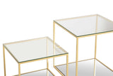 SET 2 MESAS METAL CRISTAL 50x50x50 45x45x35 CM