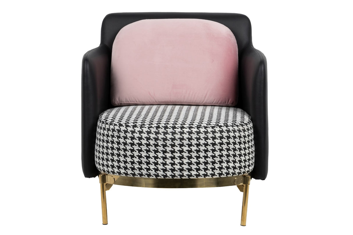 Sillon PU Velvet Black Pink Tulsa 70x80x81 cm