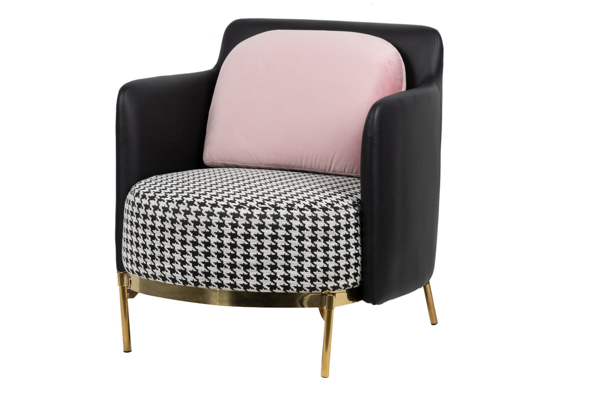 Sillon pu veludo preto rosa tulsa 70x80x81 cm