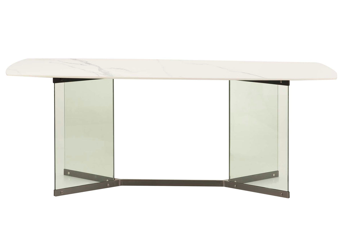 MESA COMEDOR MARMOL CRISTAL NAKIN 200x100x75 CM