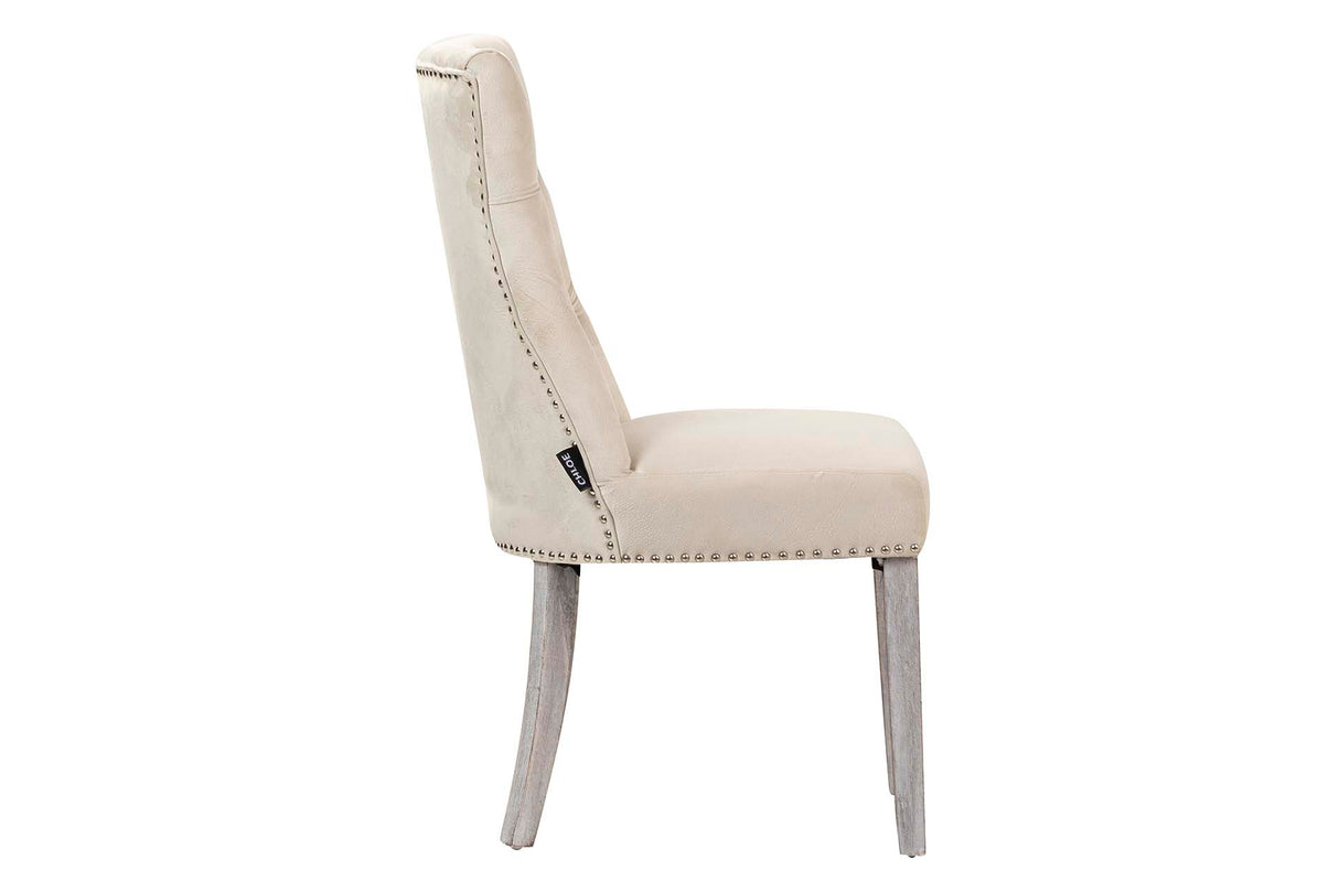 SILLA TACHUELAS VELVET BLANCO BODIE 54x55x97 CM